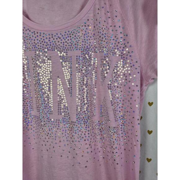 Victorias secret pink Bling Sequined logo tee shirt medium - Picture 4 of 7